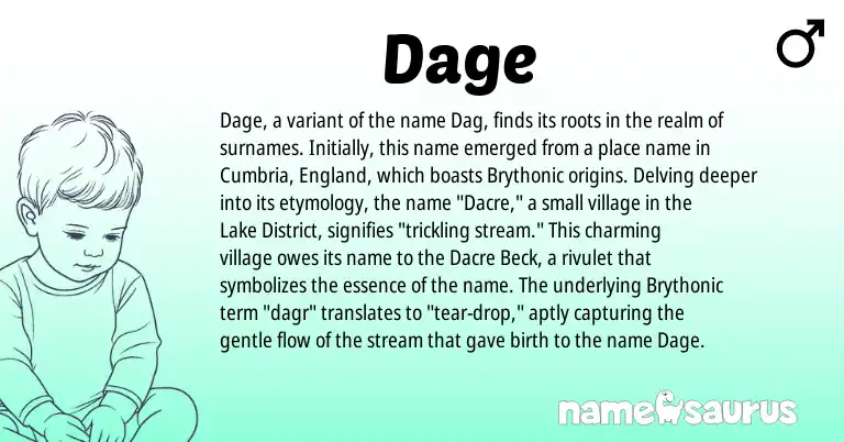 Infographic about Dage name meaning, Dage is a name from Brythonic, England origin(s).