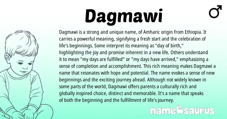 Infographic about Dagmawi name meaning, Dagmawi is a name from Amharic origin(s).
