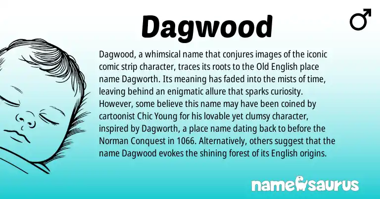 Infographic about Dagwood name meaning, Dagwood is a name from Old English, English, Norman origin(s).