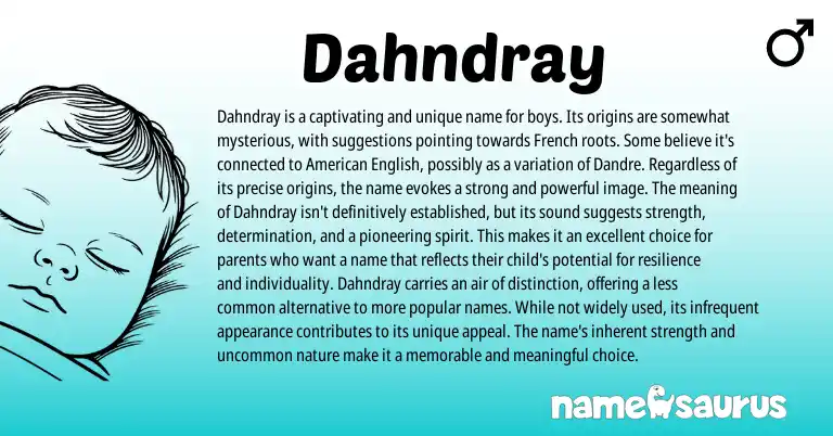 Infographic about Dahndray name meaning, Dahndray is a name from French origin(s).