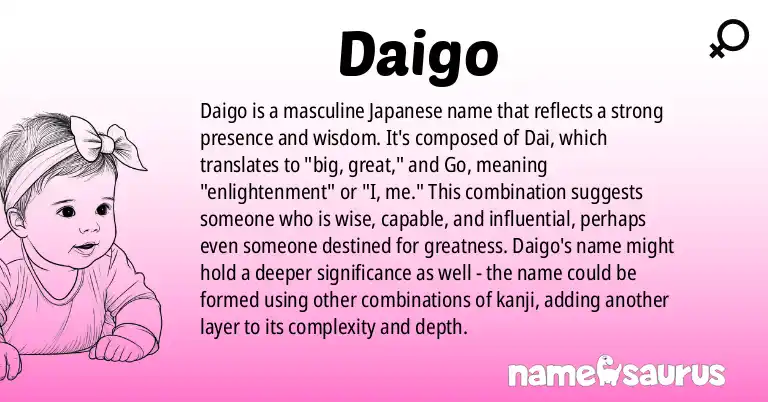 Infographic about Daigo name meaning, Daigo is a name from Japanese origin(s).