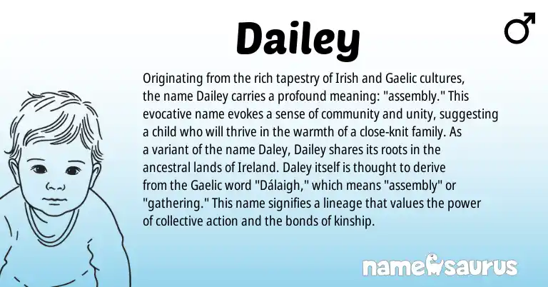 Infographic about Dailey name meaning, Dailey is a name from Irish, Gaelic, Ireland origin(s).
