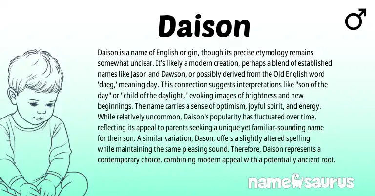 Infographic about Daison name meaning, Daison is a name from English origin(s).