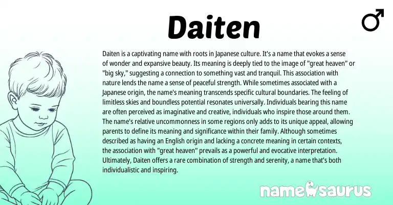 Infographic about Daiten name meaning, Daiten is a name from Japanese origin(s).