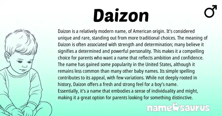 Infographic about Daizon name meaning, Daizon is a name from American origin(s).