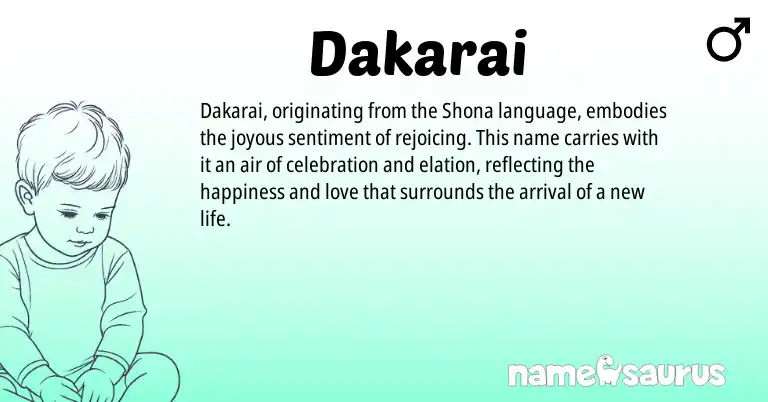 Infographic about Dakarai name meaning, Dakarai is a name from Shona origin(s).