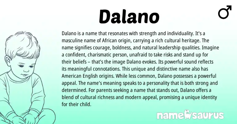Infographic about Dalano name meaning, Dalano is a name from African origin(s).