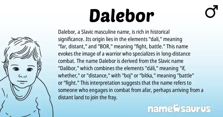 Infographic about Dalebor name meaning, Dalebor is a name from Slavic origin(s).