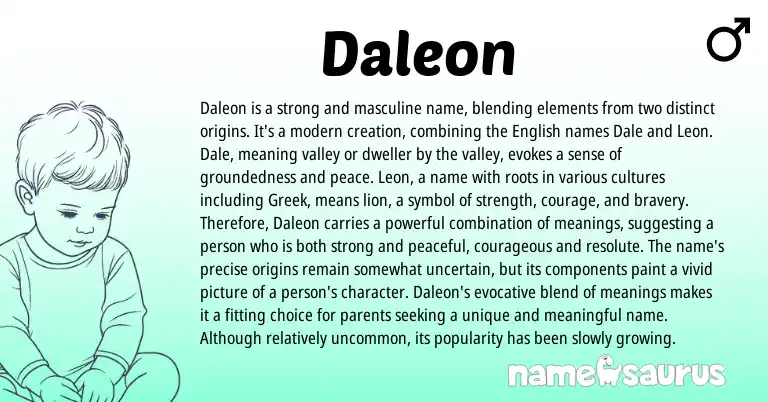 Infographic about Daleon name meaning, Daleon is a name from English, American origin(s).