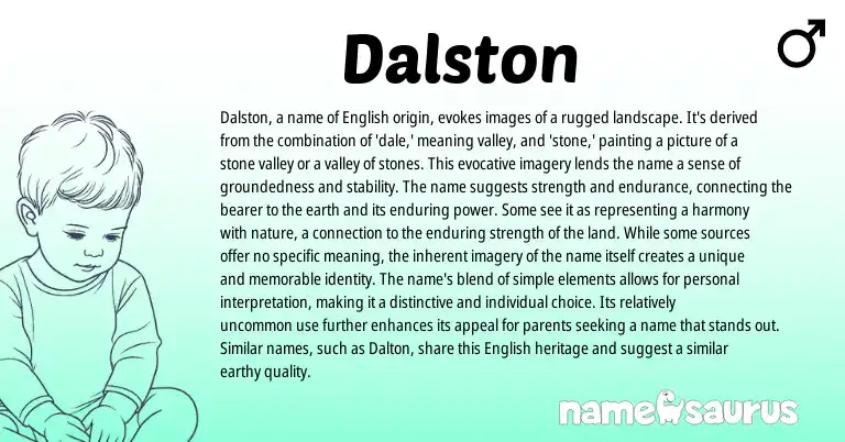 Infographic about Dalston name meaning, Dalston is a name from Anglo Saxon, English origin(s).