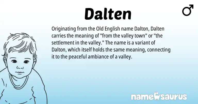 Infographic about Dalten name meaning, Dalten is a name from Old English origin(s).