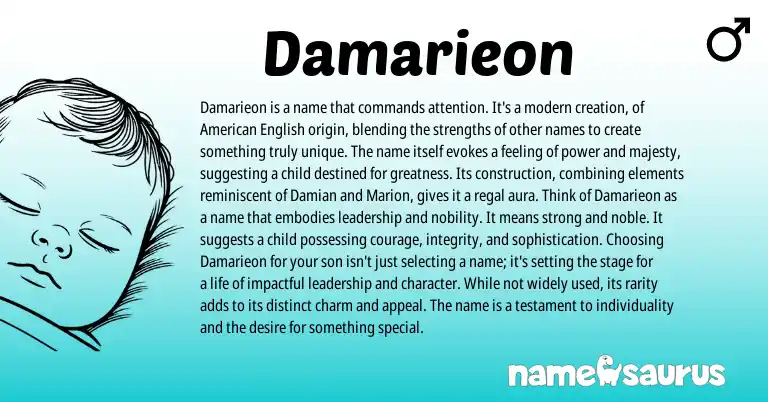 Infographic about Damarieon name meaning, Damarieon is a name from Other origin(s).