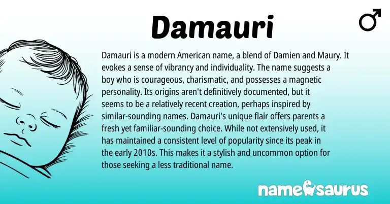 Infographic about Damauri name meaning, Damauri is a name from American origin(s).