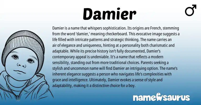 Infographic about Damier name meaning, Damier is a name from French, American origin(s).