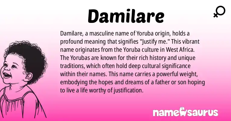 Infographic about Damilare name meaning, Damilare is a name from Yoruba origin(s).
