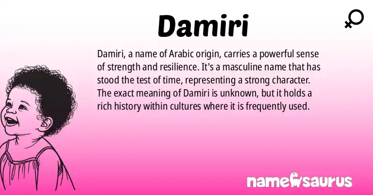 Infographic about Damiri name meaning, Damiri is a name from Arabic origin(s).
