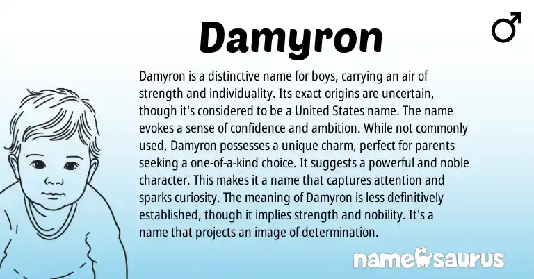 Infographic about Damyron name meaning, Damyron is a name from Other origin(s).