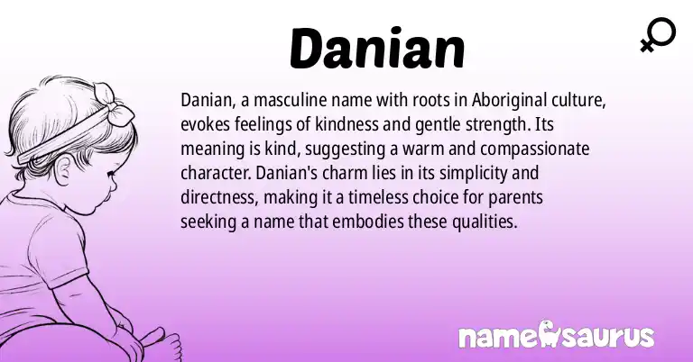 Infographic about Danian name meaning, Danian is a name from Aboriginal origin(s).