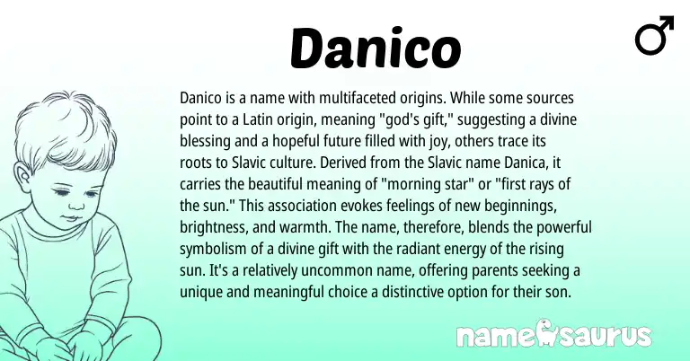 Infographic about Danico name meaning, Danico is a name from Latin origin(s).
