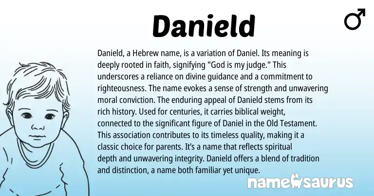 Infographic about Danield name meaning, Danield is a name from Hebrew, English origin(s).