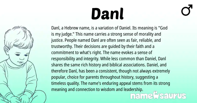 Infographic about Danl name meaning, Danl is a name from Hebrew, Arabic origin(s).