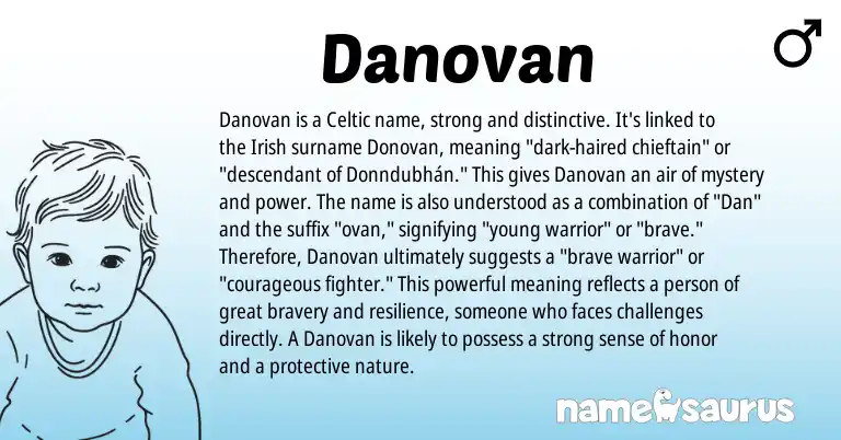 Infographic about Danovan name meaning, Danovan is a name from Celtic origin(s).