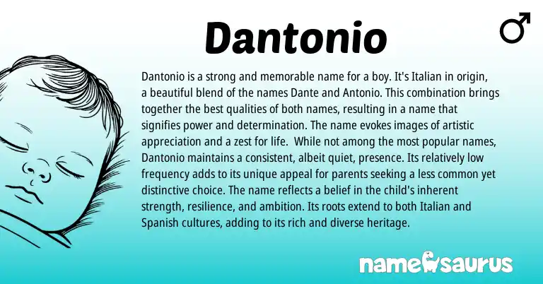 Infographic about Dantonio name meaning, Dantonio is a name from Italian origin(s).