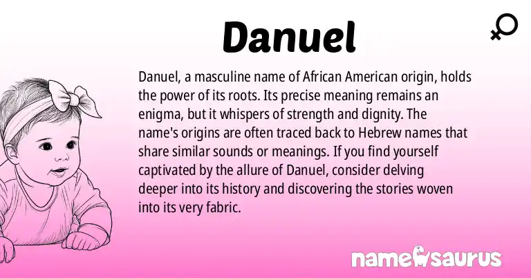 Infographic about Danuel name meaning, Danuel is a name from African American origin(s).