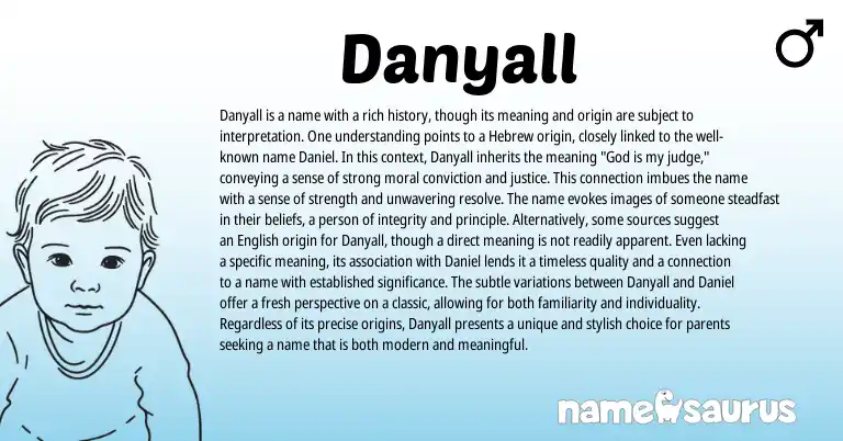 Infographic about Danyall name meaning, Danyall is a name from Hebrew, English origin(s).