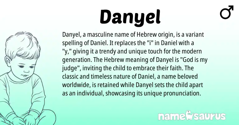 Infographic about Danyel name meaning, Danyel is a name from Hebrew origin(s).