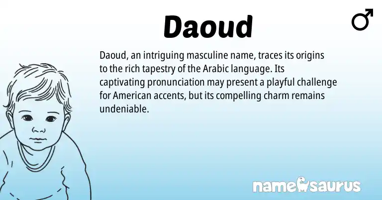 Infographic about Daoud name meaning, Daoud is a name from Arabic, American origin(s).