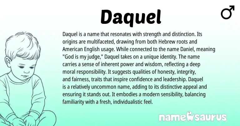 Infographic about Daquel name meaning, Daquel is a name from Hebrew, American origin(s).