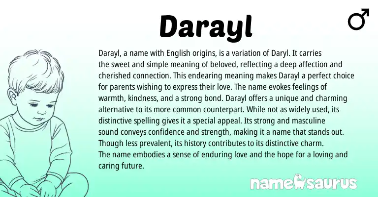 Infographic about Darayl name meaning, Darayl is a name from English origin(s).