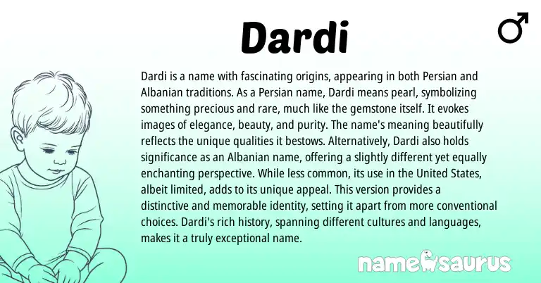 Infographic about Dardi name meaning, Dardi is a name from Persian origin(s).