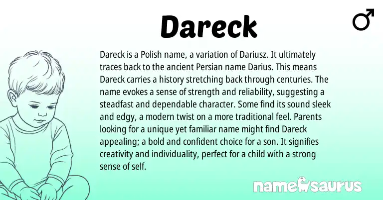 Infographic about Dareck name meaning, Dareck is a name from Persian, Polish origin(s).
