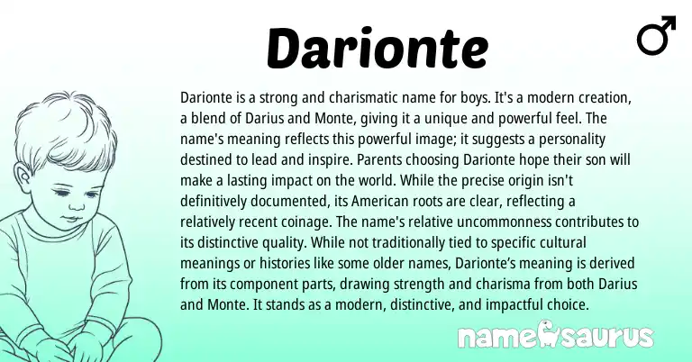Infographic about Darionte name meaning, Darionte is a name from American origin(s).