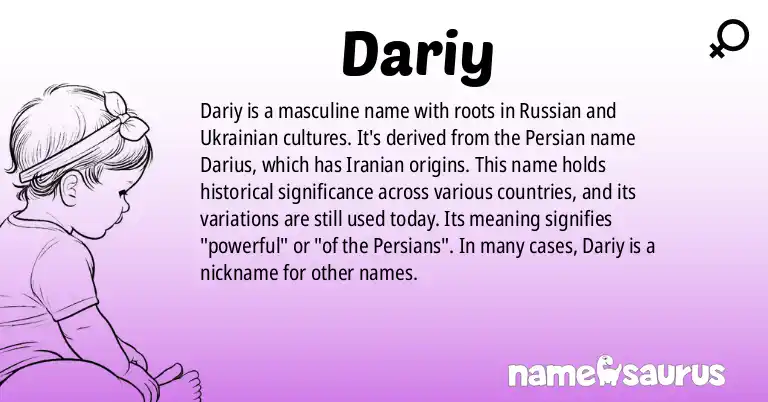 Infographic about Dariy name meaning, Dariy is a name from Russian, Ukrainian origin(s).