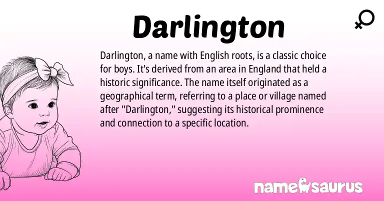 Infographic about Darlington name meaning, Darlington is a name from English origin(s).