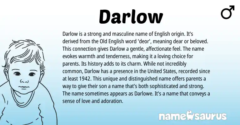 Infographic about Darlow name meaning, Darlow is a name from English origin(s).
