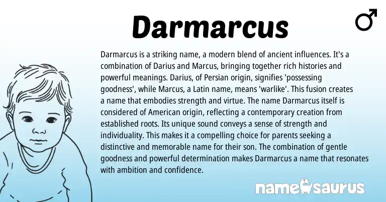 Infographic about Darmarcus name meaning, Darmarcus is a name from Latin, Persian origin(s).