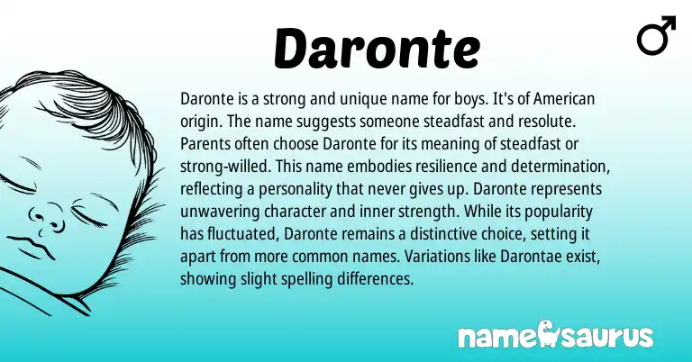 Infographic about Daronte name meaning, Daronte is a name from American origin(s).