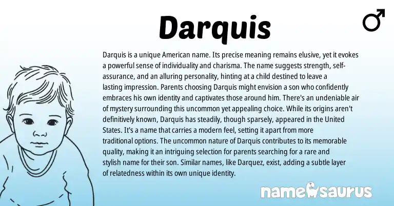 Infographic about Darquis name meaning, Darquis is a name from American origin(s).