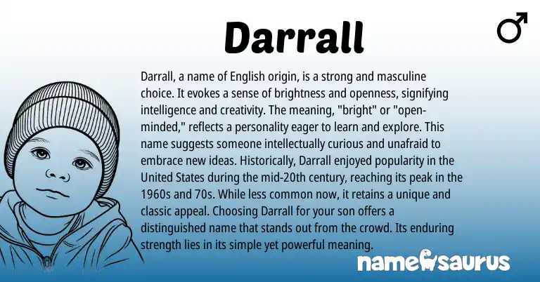 Infographic about Darrall name meaning, Darrall is a name from English origin(s).