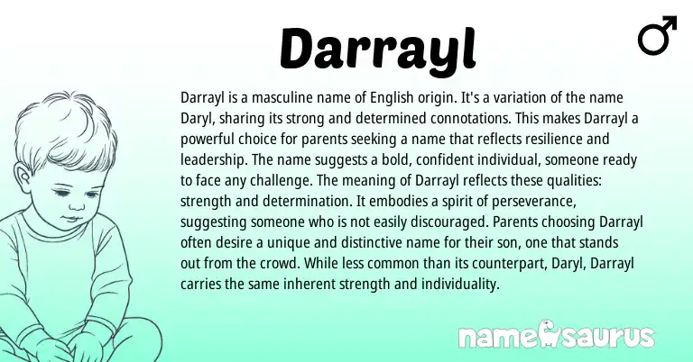 Infographic about Darrayl name meaning, Darrayl is a name from English origin(s).
