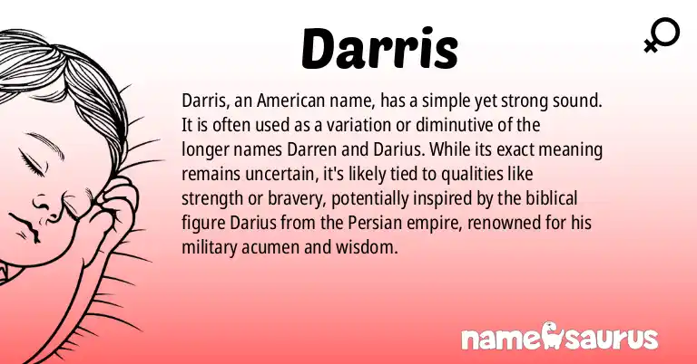 Infographic about Darris name meaning, Darris is a name from American origin(s).