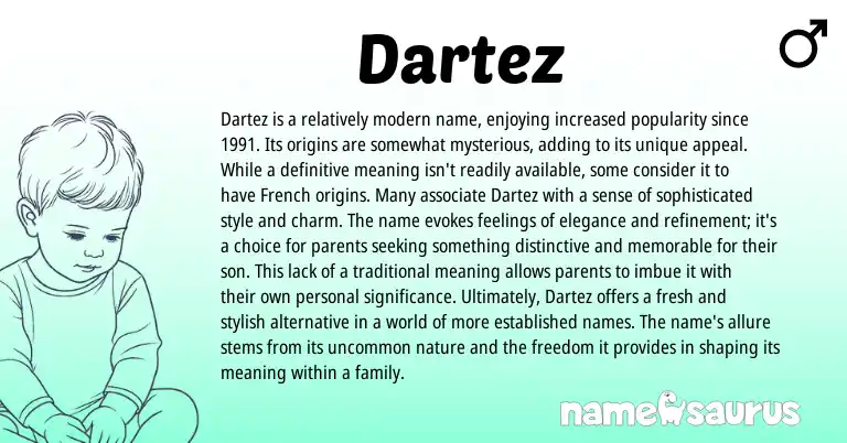 Infographic about Dartez name meaning, Dartez is a name from French origin(s).