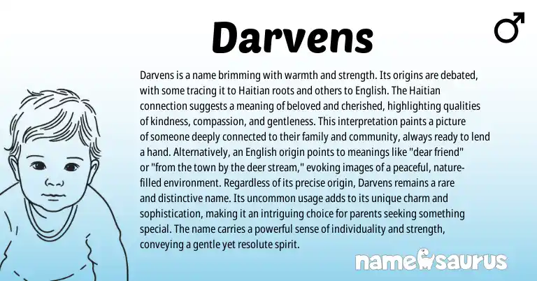 Infographic about Darvens name meaning, Darvens is a name from Haitian origin(s).