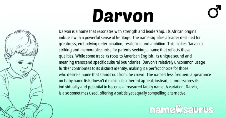 Infographic about Darvon name meaning, Darvon is a name from African origin(s).