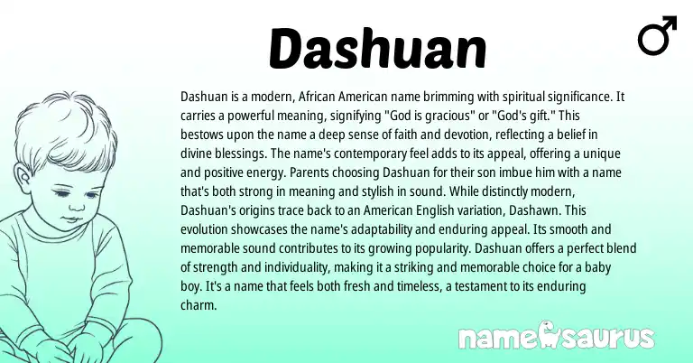Infographic about Dashuan name meaning, Dashuan is a name from American, African origin(s).
