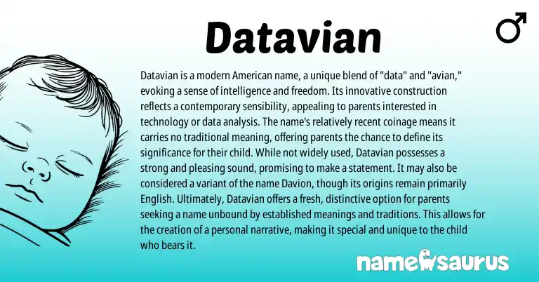 Infographic about Datavian name meaning, Datavian is a name from American origin(s).